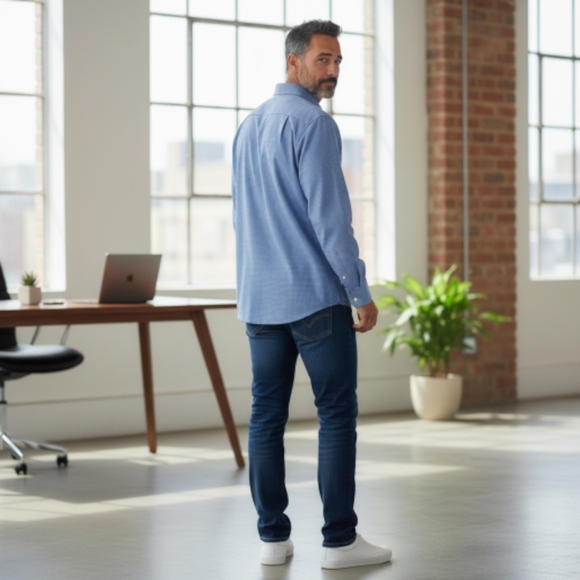 NWT IZOD RIVIERA Sz. XL Blue Long Sleeve Casual Button Down Shirt - Picture 2 of 12